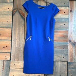 Chetta B Royal Blue Mini Dress with Cap Sleeves